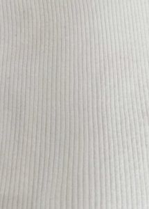 White Ribbed Long Sleeve Top with Scalloped Trim