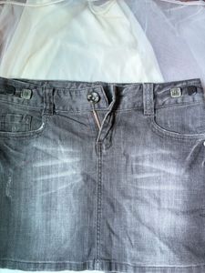Grey Denim Mini Skirt - Bossini