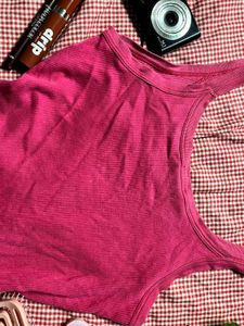 Hot Pink Y2K Ribbed Tank Top