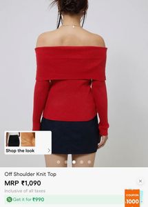 🍓Savana Red Off-Shoulder Knit Top🍓