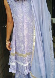 Lilac Printed Kurta Set with Dupatta