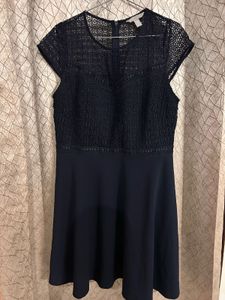 H&amp;M Navy Lace Detail A-line Dress