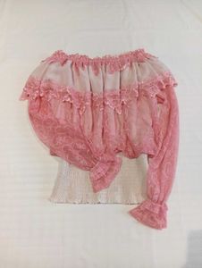 Pink Lace Off-Shoulder Top