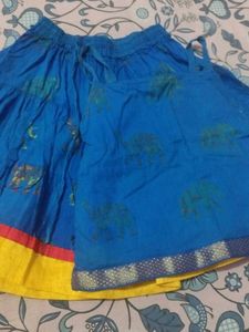 Bohemian Blue Printed Ethnic Skirt for baby girls