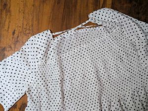 Polka Dot Off-Shoulder Smocked Top