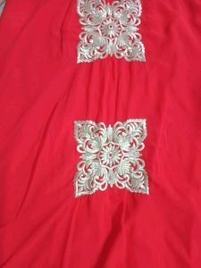Red Embroidered Kurta