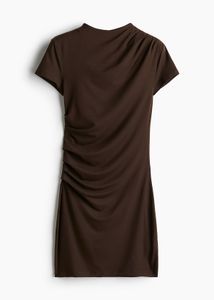 H&M Brown Ruched Mini Dress