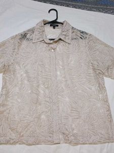 Sheer Floral Button-Up Shirt