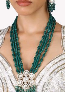 Stunning Emerald Beaded Necklace Set