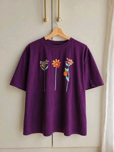 Floral Print Drop-Shoulder Pure Cotton Ove