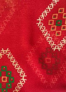 Elegant Red Saree with Golden Motifs