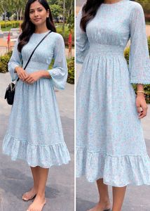 Light Blue Floral Midi Dress