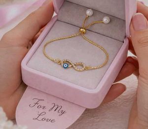 Infinity Evil Eye Bracelet - Gold Tone