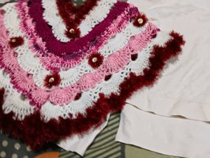 Layered White Top with Crochet Poncho winters