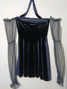 Elegant Black Velvet Halter Dress