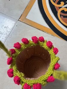 crochet flower potli bag