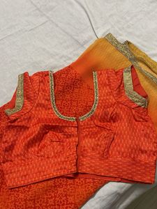 Orange &amp; Yellow Saree with Blouse