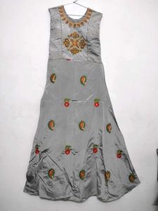 Gray Embroidered Dress