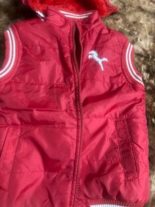 Without Sleeve Red Kids Wear Jacket