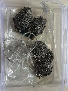 Oxidized Silver Jhumka Earrings