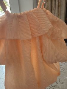 Cute Ruffled Peach Striped Top