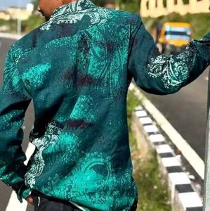 Men's Teal Paisley Print Shirt