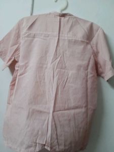 Red Striped Button-Up Shirt