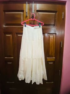 Cream Tiered Maxi Skirt