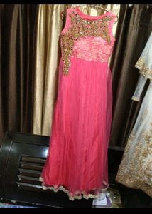 Stunning Pink Embellished Gown with Dupatta