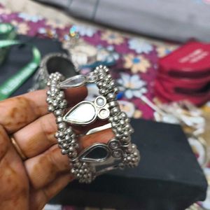 Oxidized Mirror Work Bangle