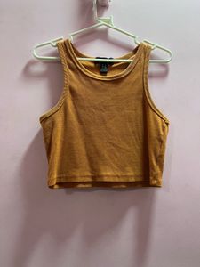 Ribbed Mustard Cropped Tank Top