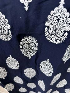 Navy Blue Printed Kurta
