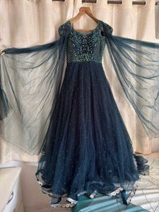Blue Heavy Flare Handwork Gown