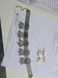 Oxidized Silver Choker with Earrings
