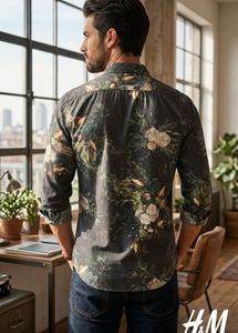 Dark Floral Print H&M Men's Shirt