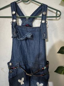 Cute Denim Overalls Shorts with Butterflies