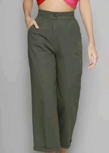 Chic Olive Green Wide Leg  Pants