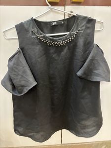 Black Cold Shoulder Top