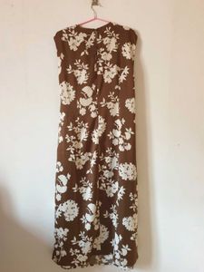 Mocha Blossom Wrap satin dress
