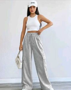 Grey Wide-Leg Lounge Pants