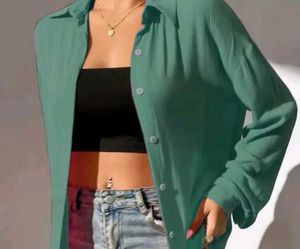 Elegant Green Button-Down Shirt