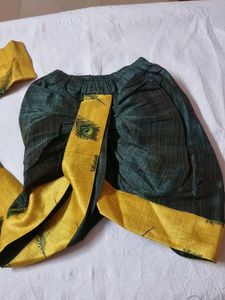 Yellow Peacock Dhoti Kurta Set
