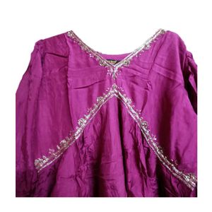 Purple Kurta Set with Embellishments