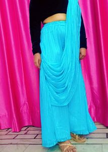 Plazo Saree With Velvet Blouse