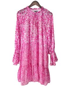 Chic Pink Floral Tiered Mini Dress