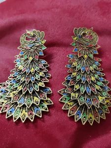 Peacock Feather Dangle Earrings