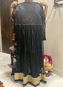 Unstitched Elegant Black &amp; Gold Embellished Gown