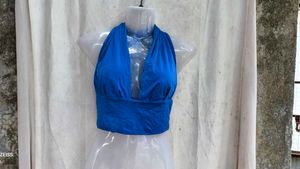 I. Vibrant Blue Halter Neck Crop Top