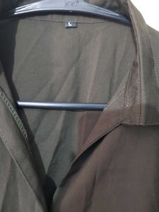 Olive Green Button-Up Shirt