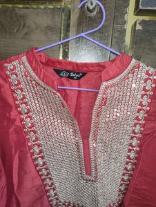 Beautiful Red Embroidered Kurta